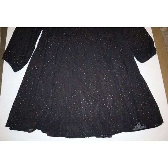 Torrid Women's Plus Sz 3 (3X) Deep Black Mini Clip Dot Blouson Sleeve Dress $86 - Picture 14 of 16